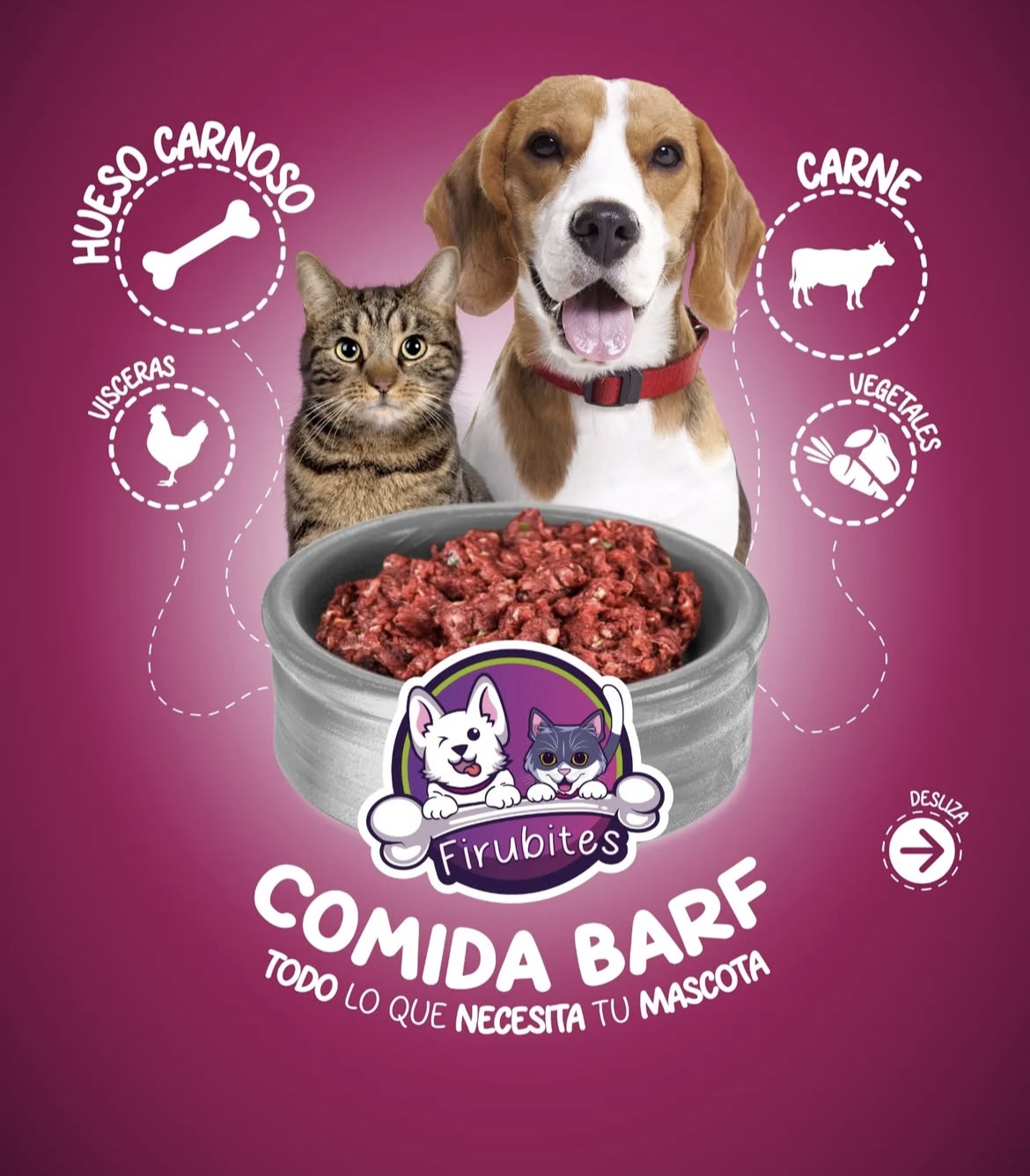 Comida barf personalizada, sin ingredientes de relleno